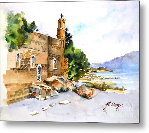 Church Metal Print featuring the painting Church of Primacy, Galilee #1 by Betty M M Wong