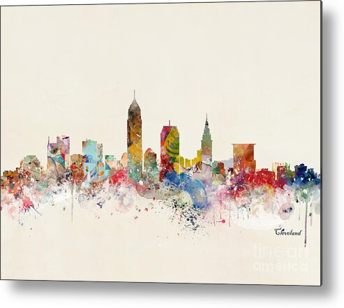 Cleveland Metal Print featuring the painting Cleveland Ohio Skyline #1 by Bri Buckley
