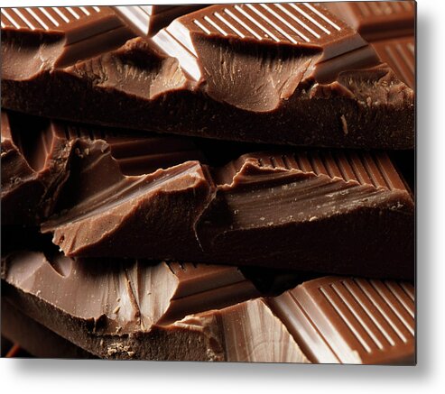 Background Metal Print featuring the digital art Close Up Of Belgian Milk Chocolate #1 by Diana Miller