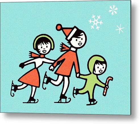Activity Metal Poster featuring the drawing Ice skaters #1 by CSA Images