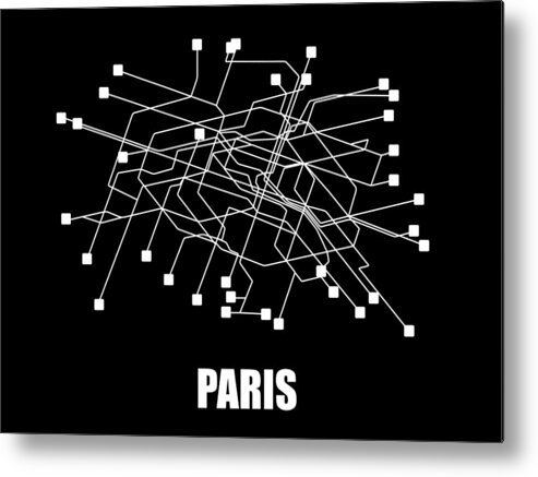 Paris Metal Print featuring the digital art Paris Black Subway Map #1 by Naxart Studio