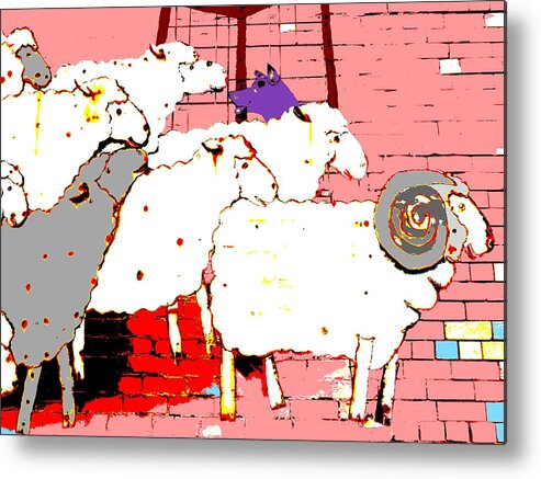 Pop Art Metal Print featuring the photograph Rounding up the Sheep 2 - Pink by Lexa Harpell