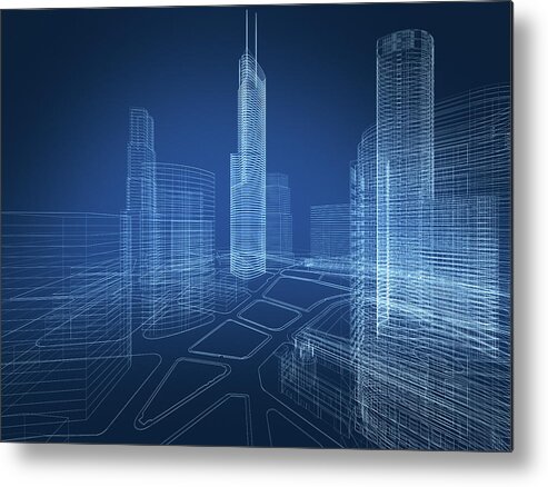 Plan Metal Print featuring the photograph 3d Architecture Abstract by Nadla