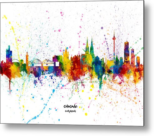 Cologne Metal Print featuring the digital art Cologne Germany Skyline #17 by Michael Tompsett