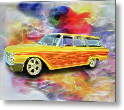 1961 Ford Wagon Metal Print featuring the digital art 1961 Ford Wagon by Rick Wicker