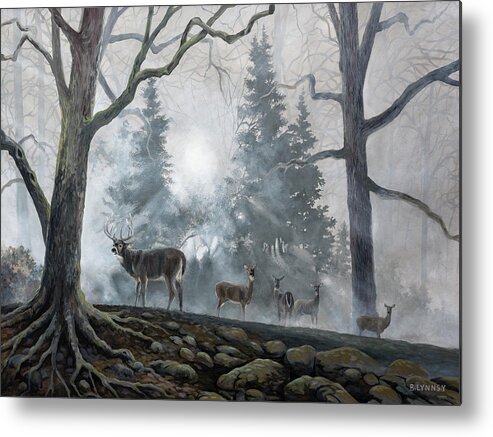 Western Metal Print featuring the painting Deer Path I #2 by B. Lynnsy