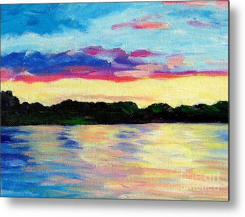  Metal Print featuring the painting Sunset on the Thornapple River #2 by Lisa Dionne