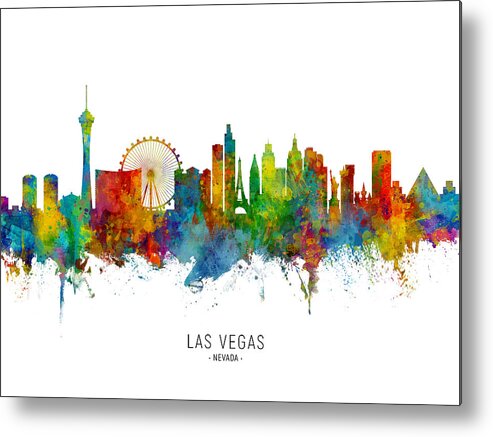 Las Vegas Metal Print featuring the digital art Las Vegas Nevada Skyline #21 by Michael Tompsett