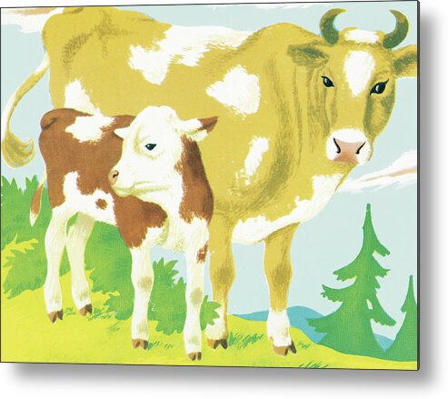 Agriculture Metal Print featuring the drawing Steer #24 by CSA Images