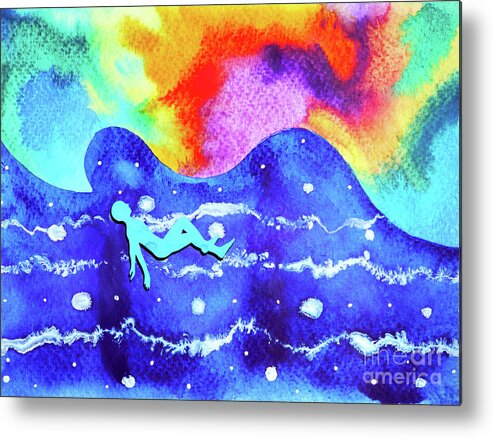Abstract Metal Print featuring the mixed media Human And Spirit Powerful Energy Connect To The Universe Power A #3 by Benjavisa Ruangvaree