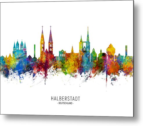 Halberstadt Metal Print featuring the digital art Halberstadt Germany Skyline #6 by Michael Tompsett
