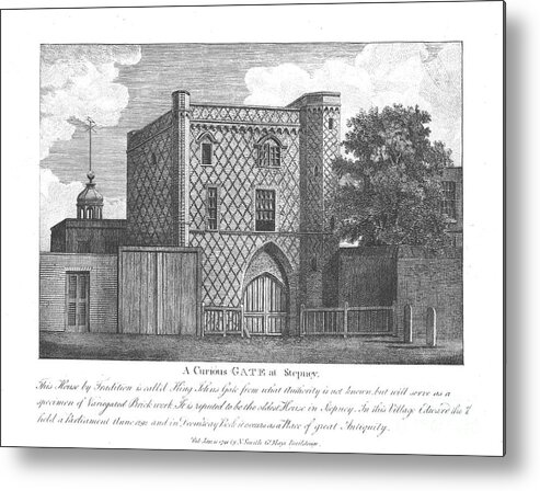 Engraving Metal Print featuring the drawing A Curious Gate At Stepney by Print Collector