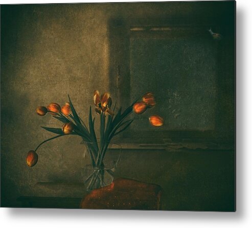 Still Life Metal Print featuring the photograph A Rainy Night by Delphine Devos