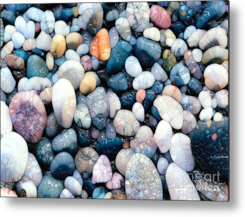 Photograph Metal Print featuring the digital art Abstract Pebbles by Phil Perkins