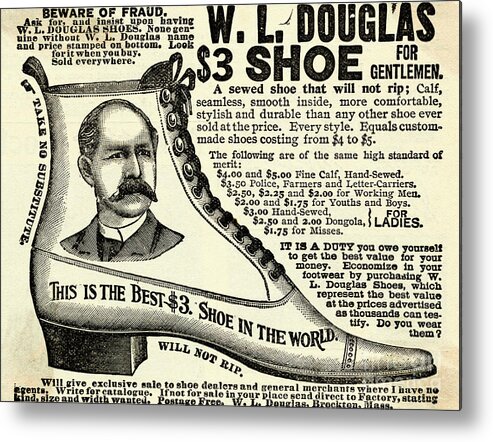 Art Metal Print featuring the photograph Advertisement For Douglas Shoes by Bettmann