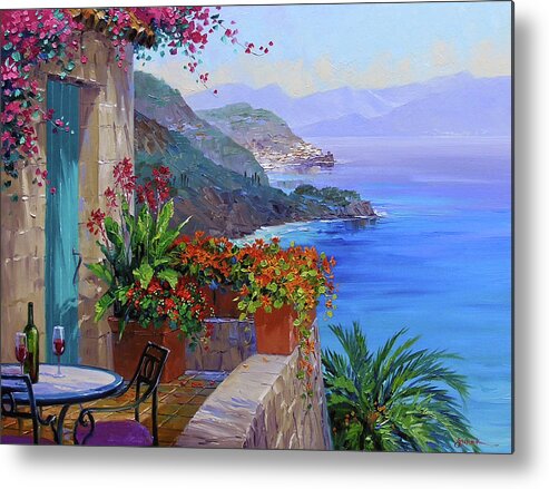 Amalfi Coast Metal Print featuring the painting Amalfi Splendor by Mikki Senkarik