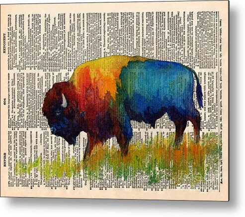 Bison Metal Print featuring the painting American Buffalo III on Vintage Dictionary by Hailey E Herrera