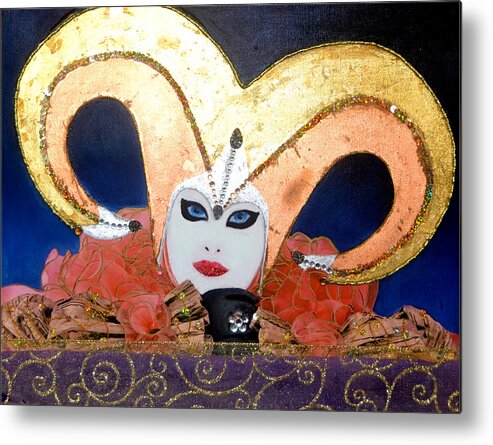 Carnival Of Venice Metal Print featuring the mixed media Andrea - Carnival of Venice by Anni Adkins