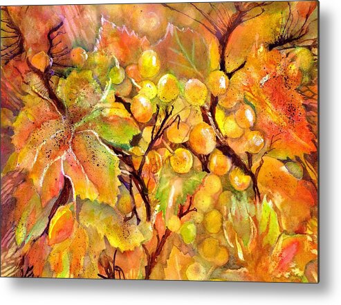 Grapes Metal Print featuring the painting Autumn Grapes Symphony by Sabina Von Arx