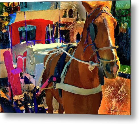 Carriage Metal Print featuring the photograph Awaiting a Coach Ride by GW Mireles