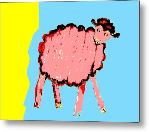 Pop Art Metal Print featuring the photograph Bah Bah Aussie Sheep - Pink by Lexa Harpell