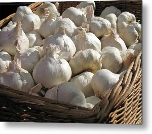 Spice Metal Print featuring the photograph Basket Full Of Garlic by Aloha 17