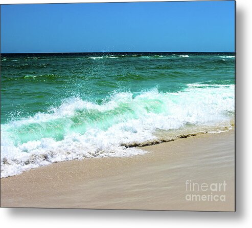 Beach Wave Splash Metal Print featuring the photograph Beach Wave Splash by Christine Dekkers