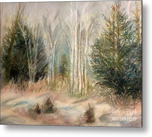 Birch Metal Print featuring the painting Foggy Birch by Deb Stroh-Larson