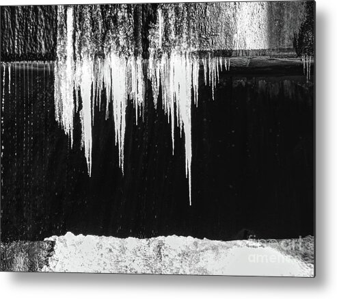 Black And White Metal Print featuring the photograph Black And White Icicles by Phil Perkins