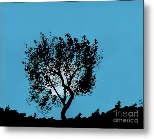 Moon Metal Print featuring the drawing Blue Sky Moon by D Hackett