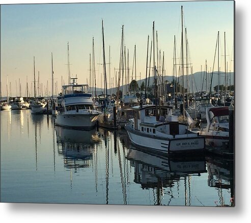 Sailboats Metal Print featuring the photograph Boats at Sunset by Mary Anne Delgado