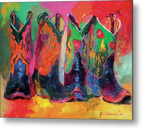 Cowboy Boots Metal Print featuring the painting Boots 1 by Richard Wallich