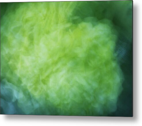 Abstract Metal Print featuring the photograph Bright artistic smoky shapes of green, yellow and blues color texture by Teri Virbickis