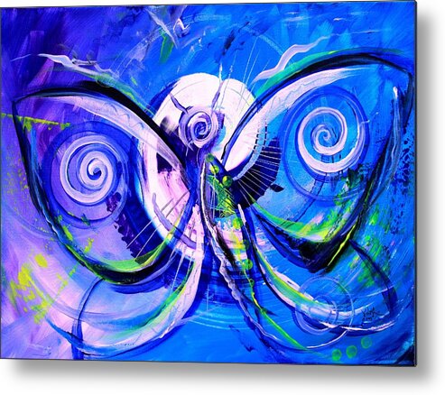 Butterfly Metal Print featuring the painting Butterfly Blue Violet by J Vincent Scarpace