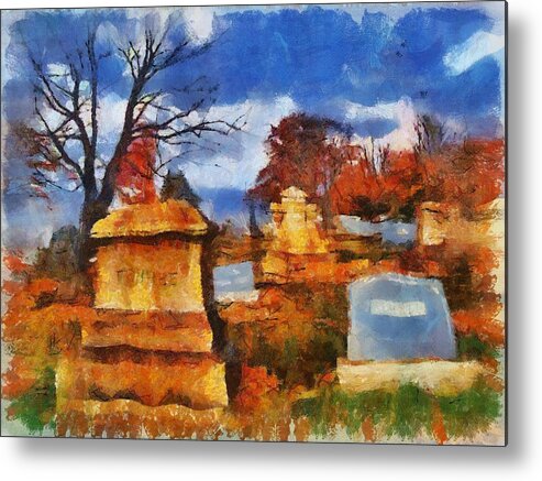 Cemetery Metal Print featuring the mixed media Cemetery Afternoon III by Christopher Reed
