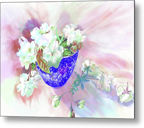 Watercolor Metal Print featuring the painting Cherry Blossoms by Xavier Francois Hussenet