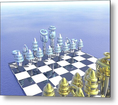 Chess Metal Print featuring the digital art Chess Set by Bernie Sirelson