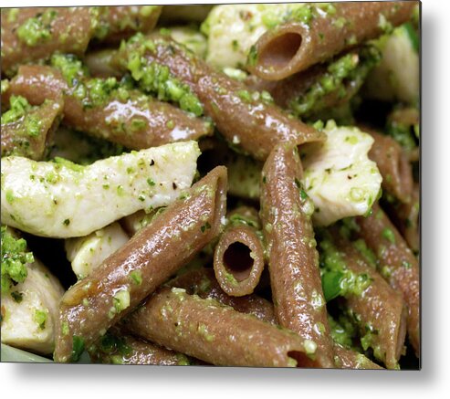 Chicken Meat Metal Print featuring the photograph Chicken And Pasta Pesto by Photography By Paula Thomas