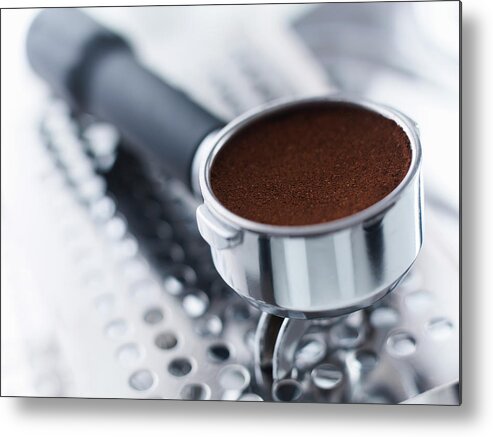 Machinery Metal Print featuring the photograph Close Up Of Ground Espresso In by Adam Gault