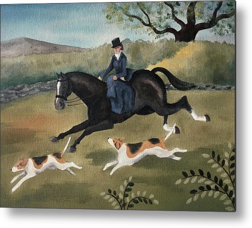 Foxhunt Metal Print featuring the painting Countryside Gallop by Lisa Curry Mair