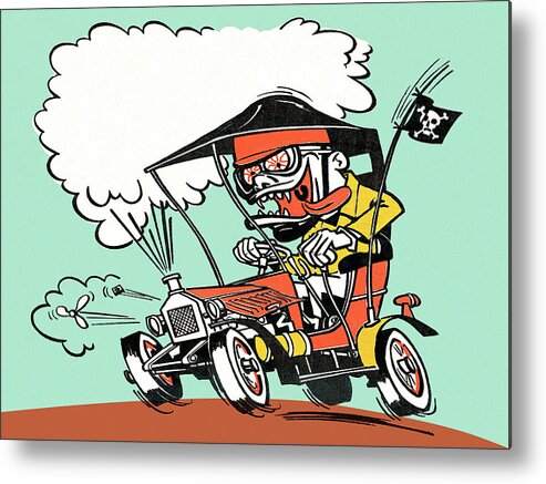 Auto Metal Print featuring the drawing Crazy pirate by CSA Images