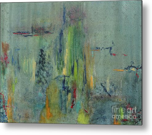 Abstract Metal Print featuring the painting Dreaming #1 by Karen Fleschler