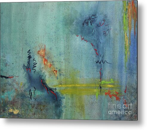Triptych Metal Print featuring the painting Dreaming #2 by Karen Fleschler