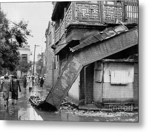 People Metal Print featuring the photograph Earthquake Damage In Beijing by Bettmann