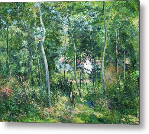 Edge Of The Woods Near L'hermitage Metal Print featuring the painting Edge of the Woods Near L'Hermitage, Pontoise - Digital Remastered Edition by Camille Pissarro