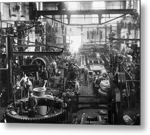 Working Metal Print featuring the photograph Engineering Works by Topical Press Agency