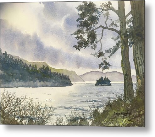 Watercolour Metal Print featuring the painting Evening on Derwentwater by Glenn Marshall