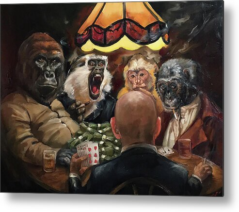 Gorilla Metal Print featuring the painting Extinction Poker by Margot King