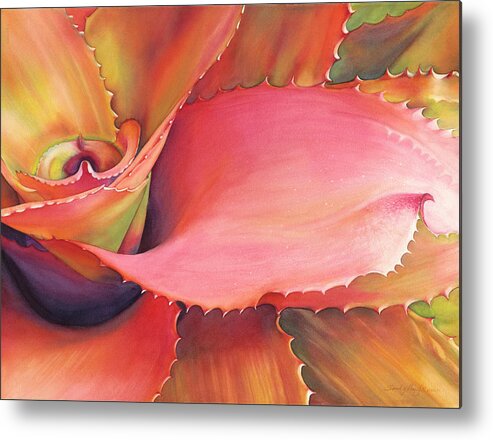 Watercolor Painting Metal Print featuring the painting Flamenco Whorl by Sandy Haight