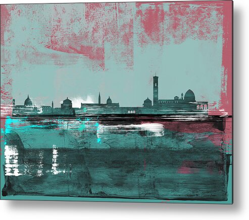 Florence Metal Print featuring the mixed media Florence Abstract Skyline II by Naxart Studio